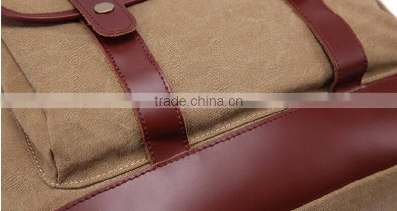 High Quality Brown Canvas Teens Double Shoulder Backpack for Travel