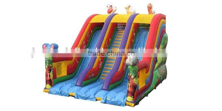 big inflatable slide the safari theme, animal inflatable slide for sale, 3d elephant n hippo double lane slide