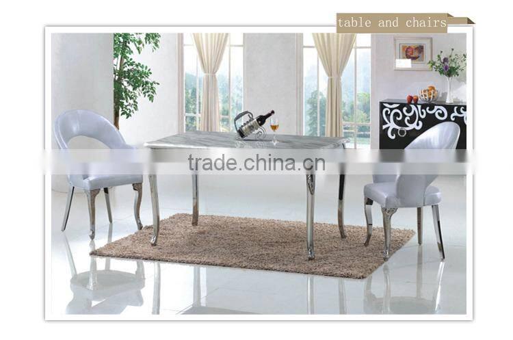 Chinese style home furniture leather and metal dining chair and table