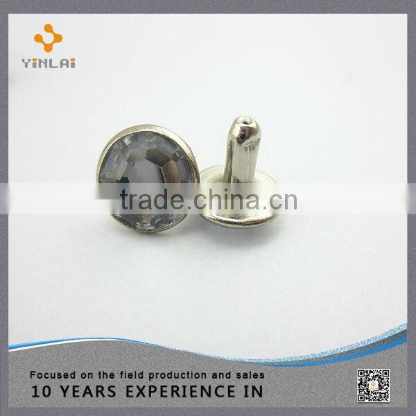 Crystal rhinestone rivet for leather