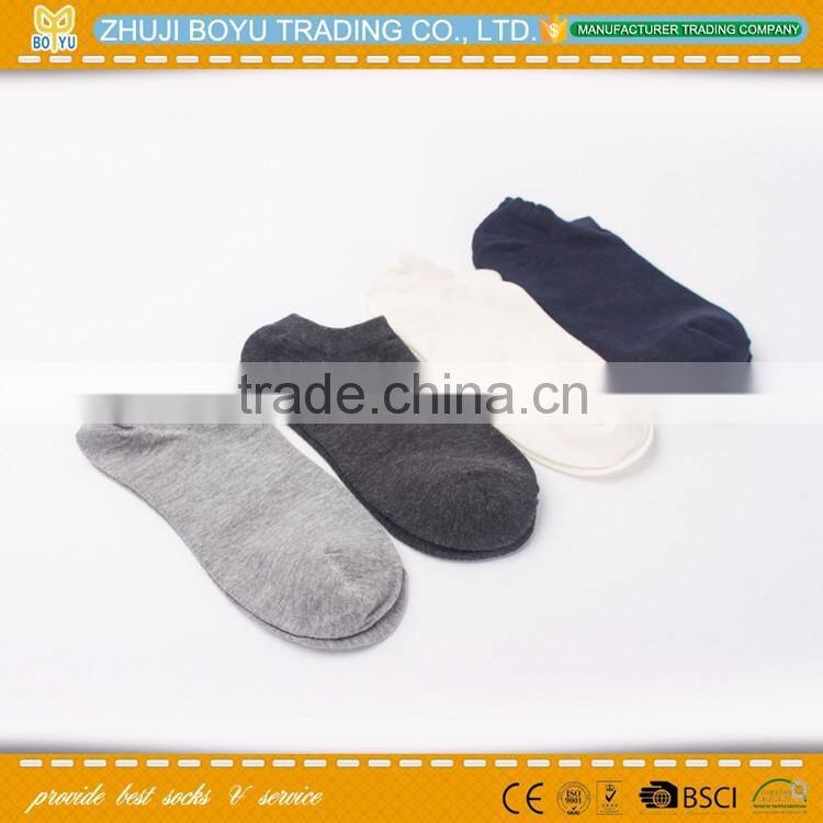 BY-160404 Hot sale men plain ankle cotton sport socks colored heel and toe custom