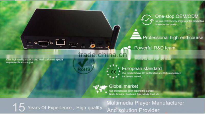 RDB Full HD Digital optical Coax/HDMI Out RS232 Control button Media Player or HDMI input (Optional) DS009-18
