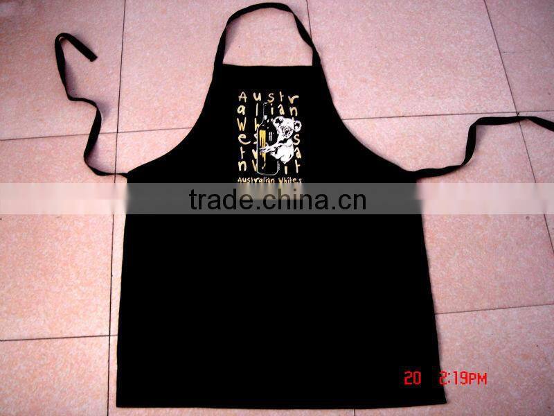 cheap BBQ apron &cotton apron for kitchen and promotion black bib apron with printing -58