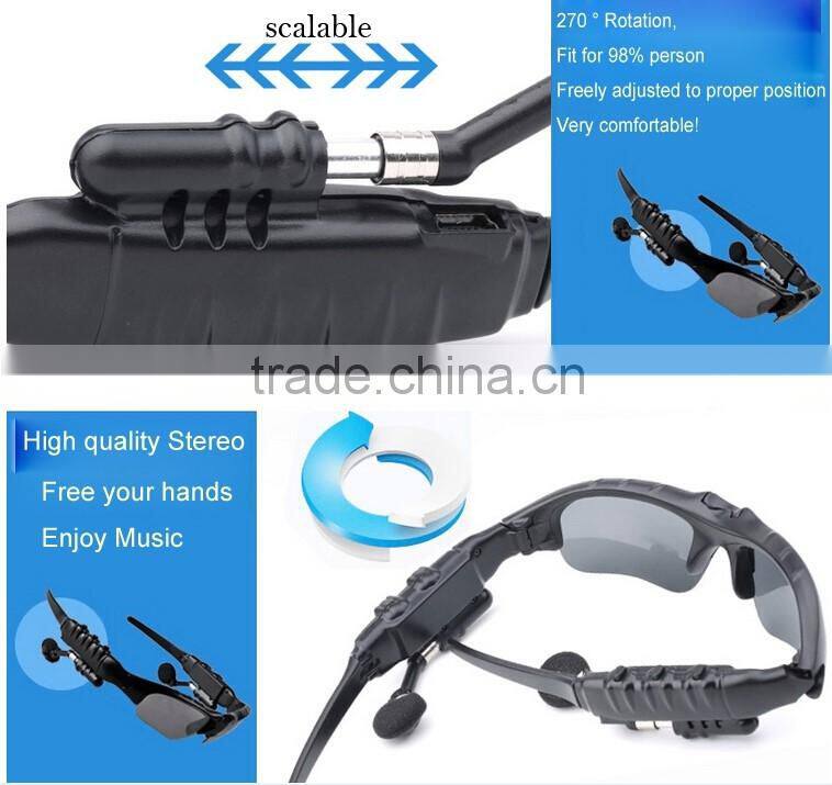 Stock and Fast Delivery Promotional Stylish Sunglasses Headset Bluetooth Headset with Bluetooth 4.0 and Li-Battery