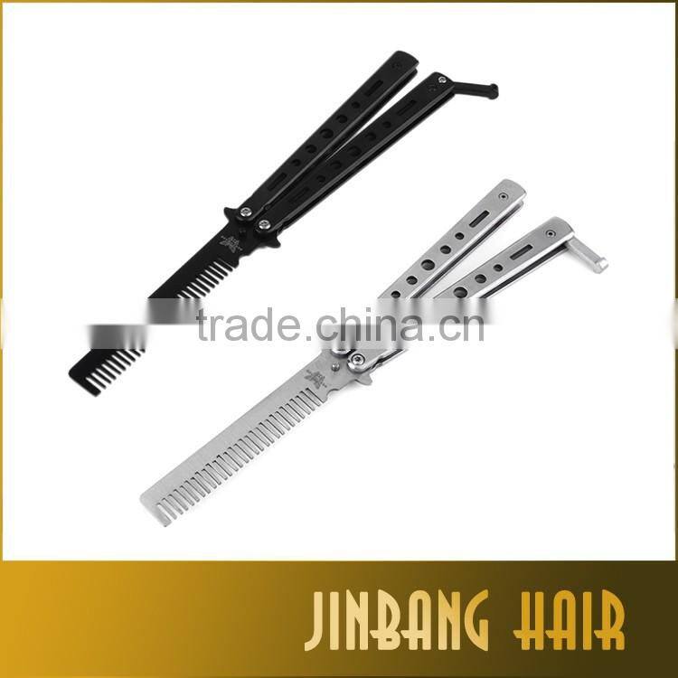 new design cheap price knife comb salon stainless steel mental trainer butterfly knife comb