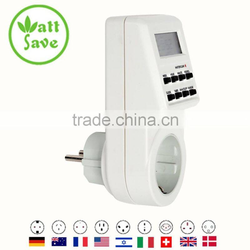 Digital LCD Programmable Switch TimerType with 8 Function Keys Europe Plug