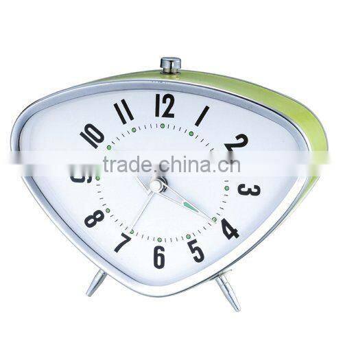 triangle shape metal case mechanical alarm clock