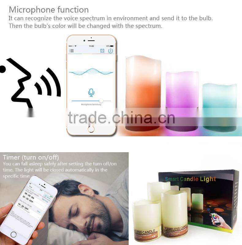 IOS Android Smartphone Controlled RGB remote control led candle wax