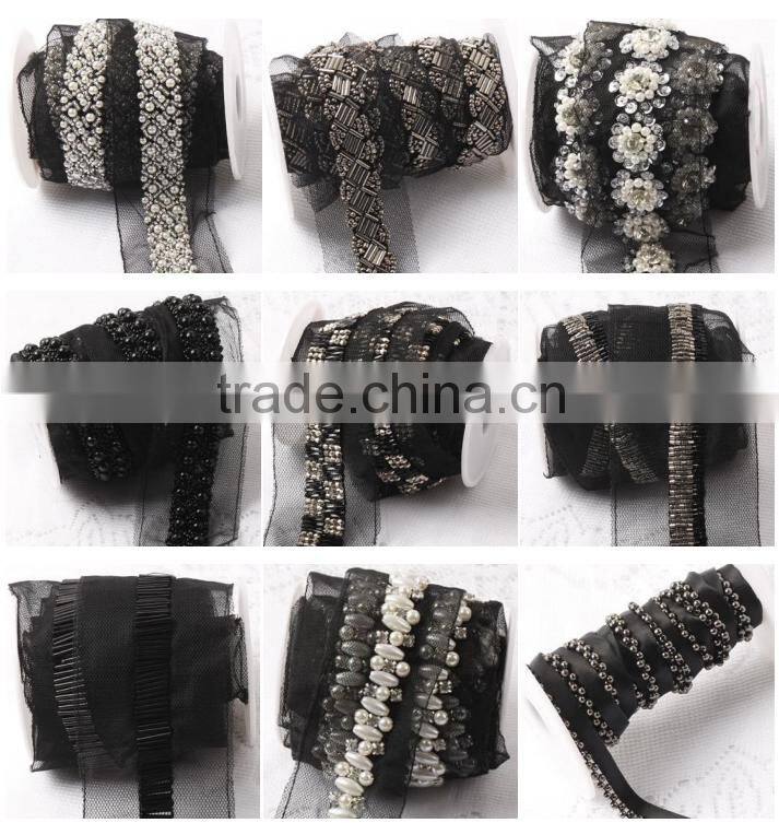 hot sale thread embroidery fancy chain ,fashion woman garment Beaded lace trim