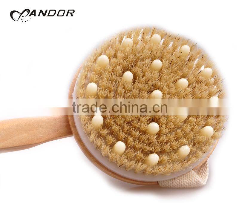 Wash back nylon bristle shower brush with massage