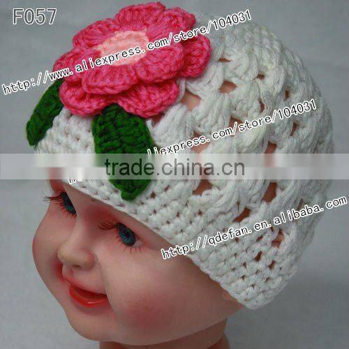 Wholesale 100% cotton fashion crochet beanie flower hat,cool hats girls ,girls knit hats