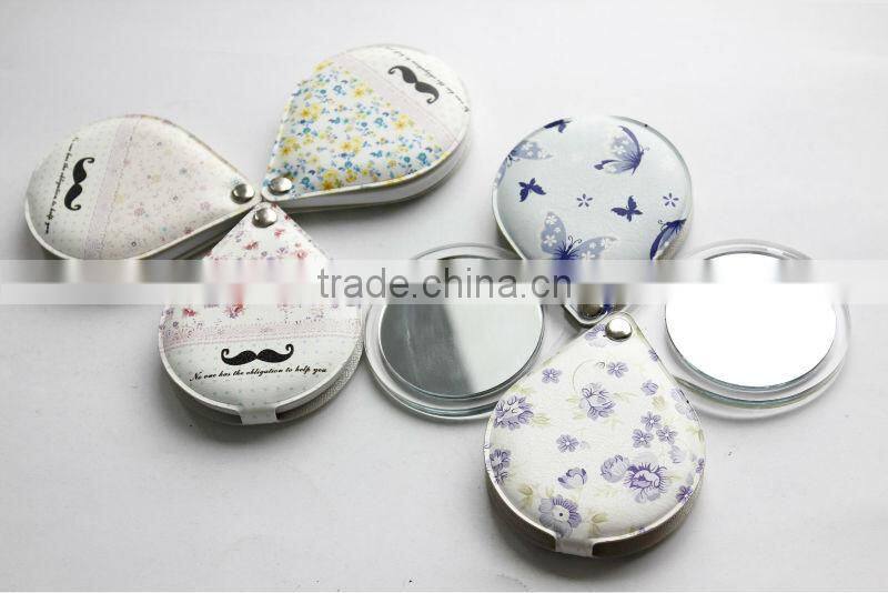 2015 newly leather compact mirror with keychain for wholesale,ME302