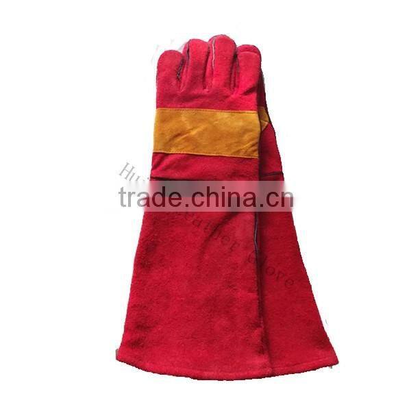 cow leather safety working gloves with long sleeve