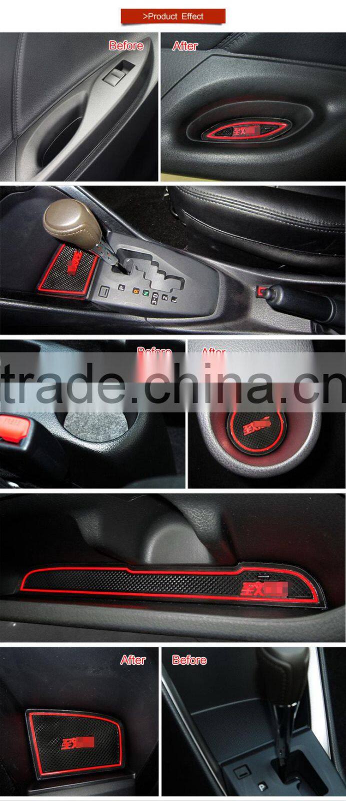 car accessories non-slip interior door mat for Toyota Yaris 2014 9pcs/set