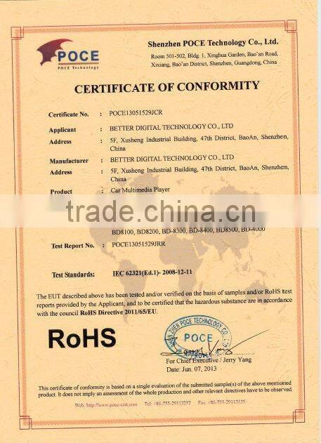 Car radio for fiat panda with CE ROHS certificates