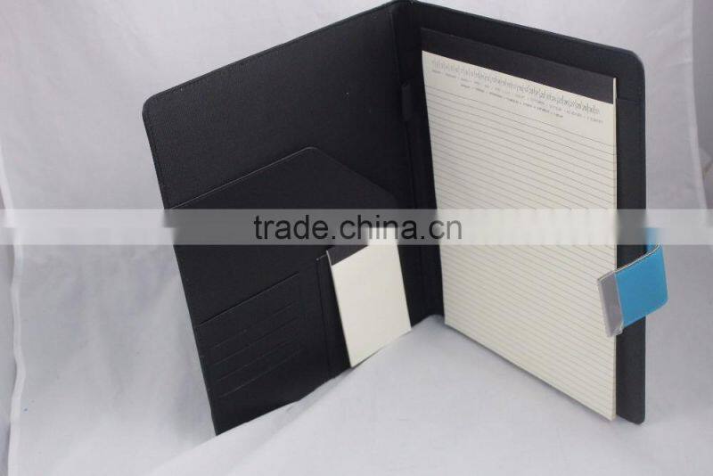 2016 Best selling promotional customer design pu/genuine leather writing tablet with delicate buckle