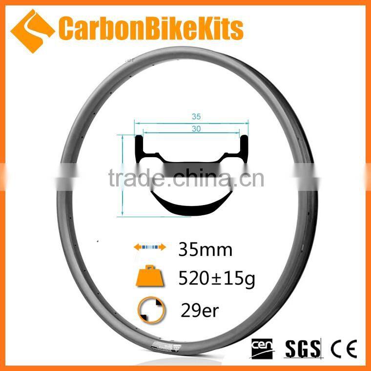 Free europe duties & taxes tubeless Hookless down hill MTB rims 25mmx35mm mtb 29 carbon rim S-DH29-35