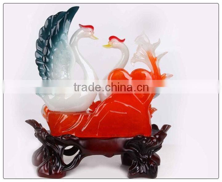 resin statue , lovey decoration with Luckly Swan , Love swan