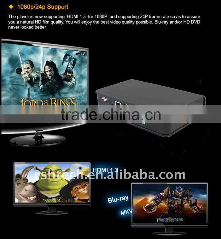 HD network Media Player ,support wireless network, WIFI/DTS/Net Radio,BT download,Free HDMI Cable