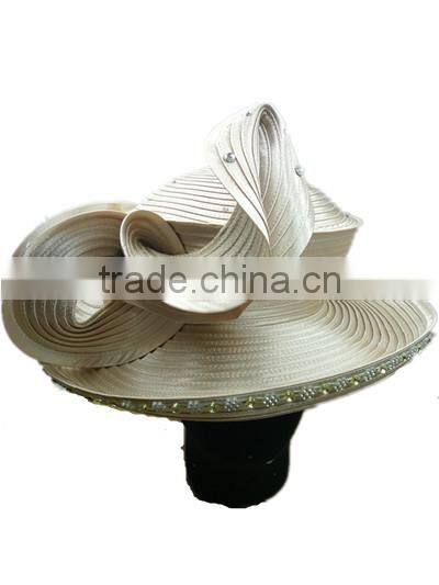 2015 popular and new designed cheap women church hat body/ribbon hat base