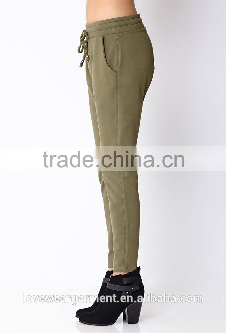 Custom army green blank baggy harem pants for women wholesale