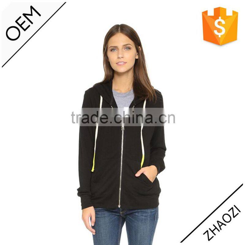 Guangdong clothing manufacturer women blank zip up high quality wholesale hoodies