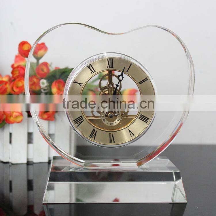 acrylic heart shaped crystal clock