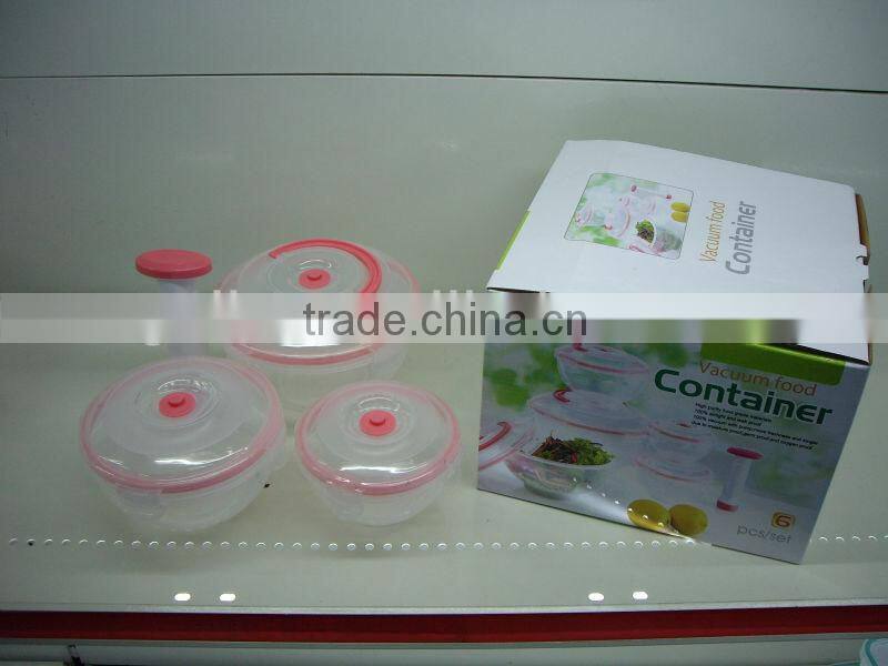 5pcs plastic vacuum food storage container set with pump