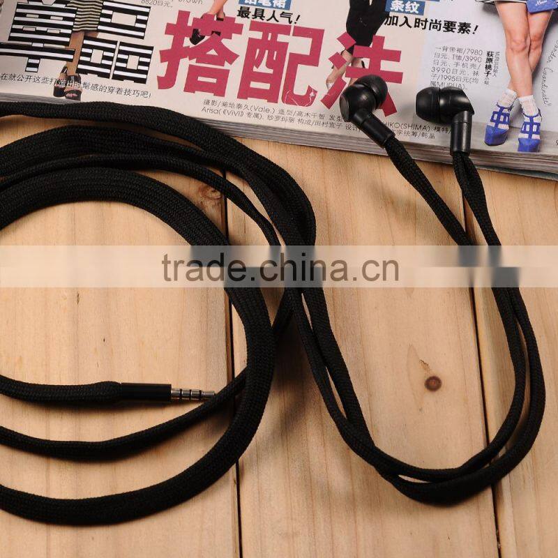 Deep bass metal cheap colorful waterproof shoelace earphone