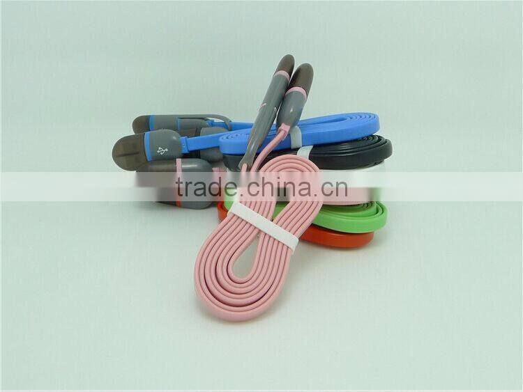 2016 most popular 1 meters long 2 in 1 flat usb cable