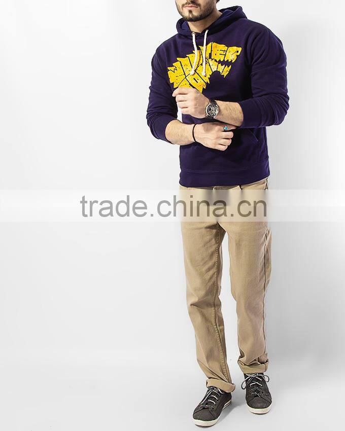 Fleece Plain Black Pullover Sweatshirt Hoody without Hood for Men