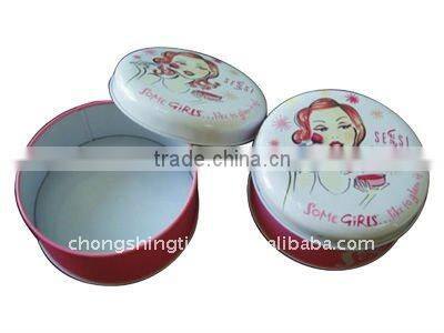 Round Gift Tin Can for make up