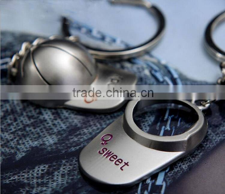 >>>Hot selling silver plated love sweet couples hats keychain for boyfriend girlfriend gift /