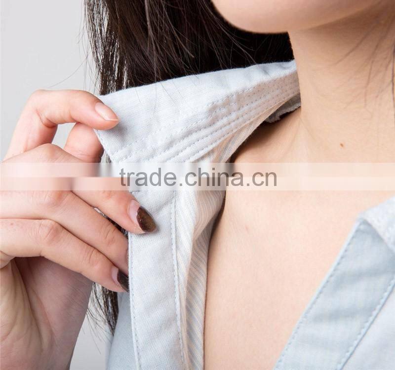 round sweep 3/4 sleeve women cotton blouse oem factory