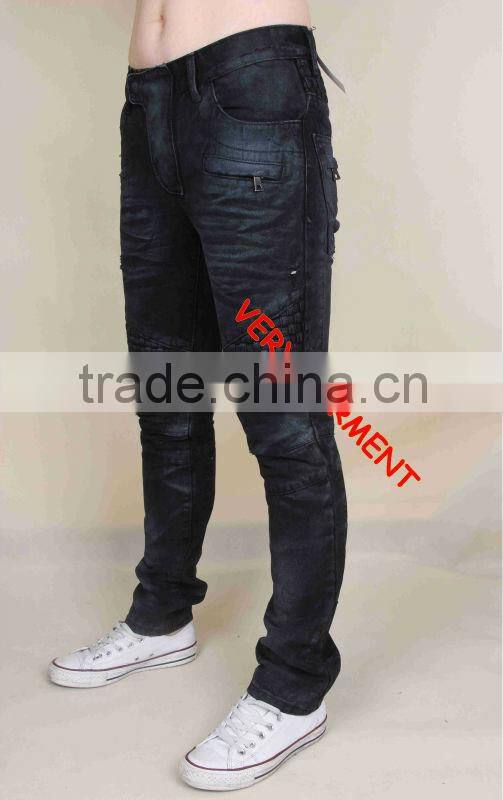 Hand made high quality black denim pants jeans denim jeans