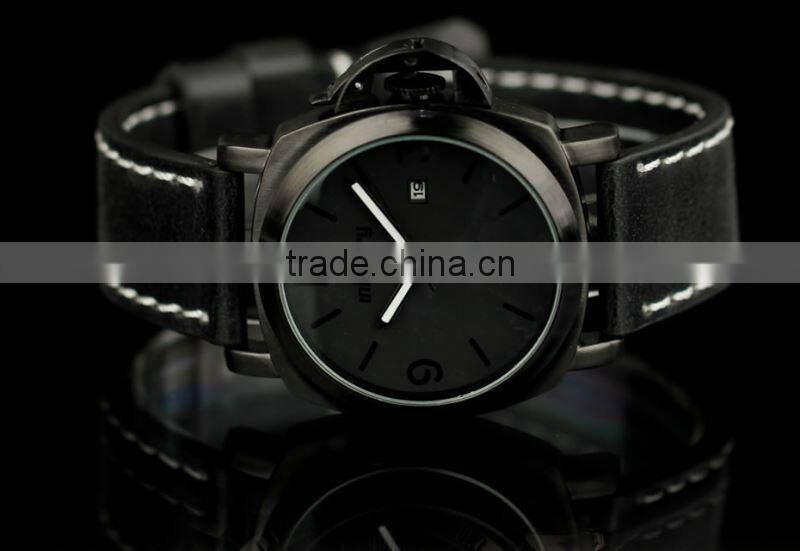 INFANTRY Fashion Black Men's Date Quartz Casual Leather Watch