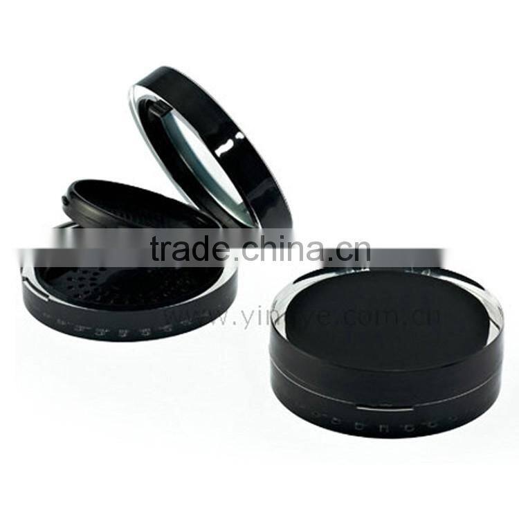 Round fashion black plastic powder container