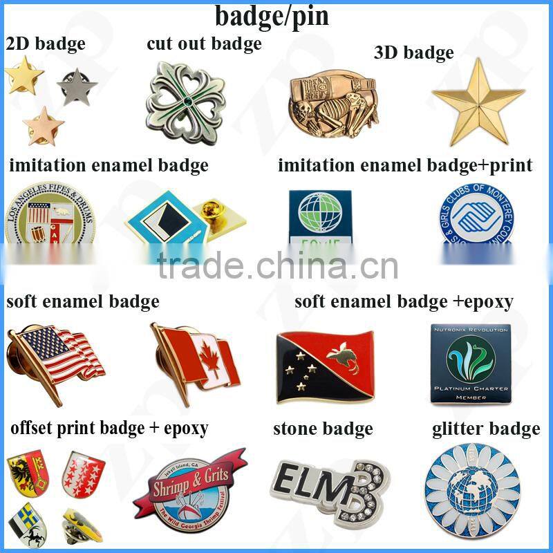 custom cheap metal badge with 3D young baseball player image with butterfly clasp