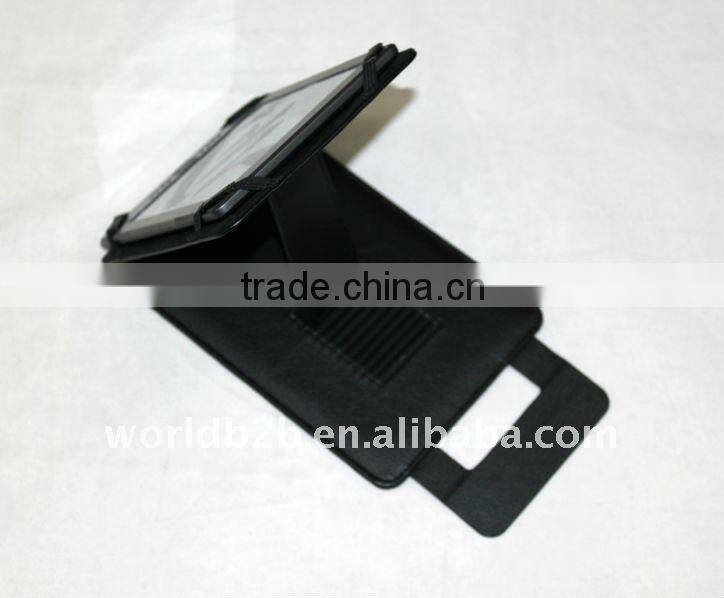 Black Slim Leather Case Folio with Multi Adjustable Viewing Angles for Amazon Kindle 4 and Kindle Touch E-Reader