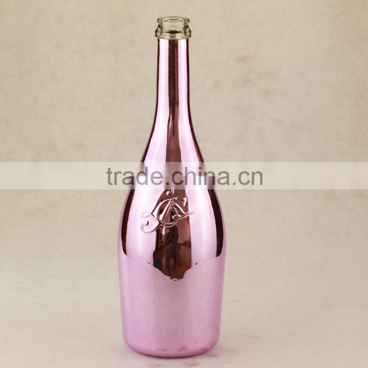 Colorful electroplated glass bottle golden glass wine bottle white glass 750ml liquor bottle