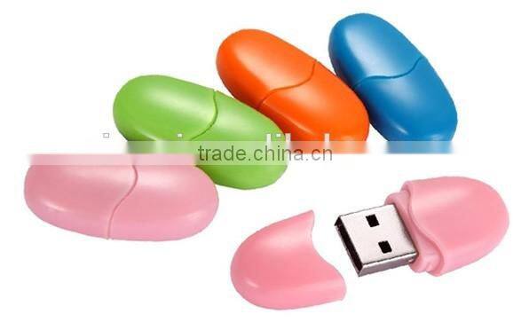 Special oval shape plastic mini usb 2.0 flash drive