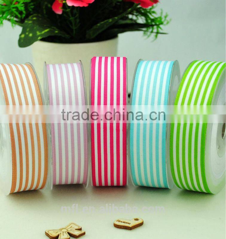 printed stripe multi color ribbon for hat decoration