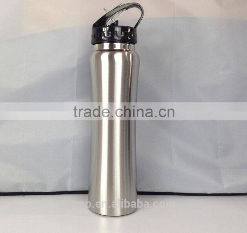 stainless steel sports bottle with straw/drinking bottle with lifting handle/ mirror polished water flask