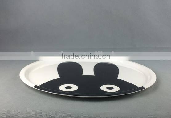 Rhombus black and white melamine plate