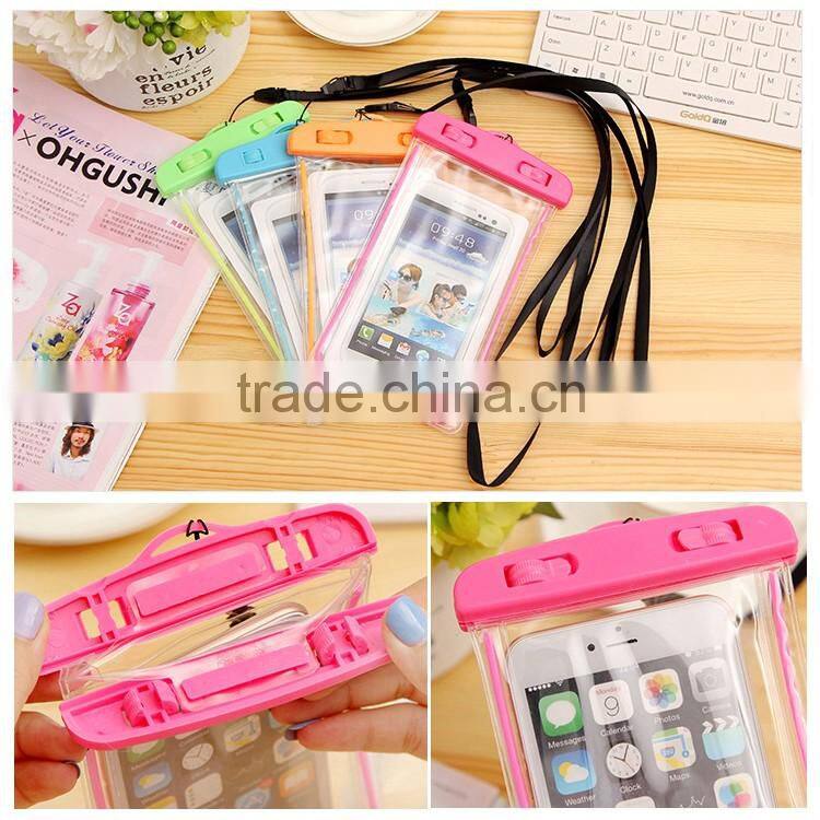 wholesale hot selling waterproof bag noctilucent mobile phone waterproof pouch