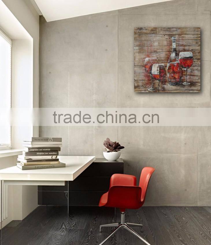 Modren Wine Party MB173 High Quality Handmade Art Wall Still Life Painted on board Oil Painting