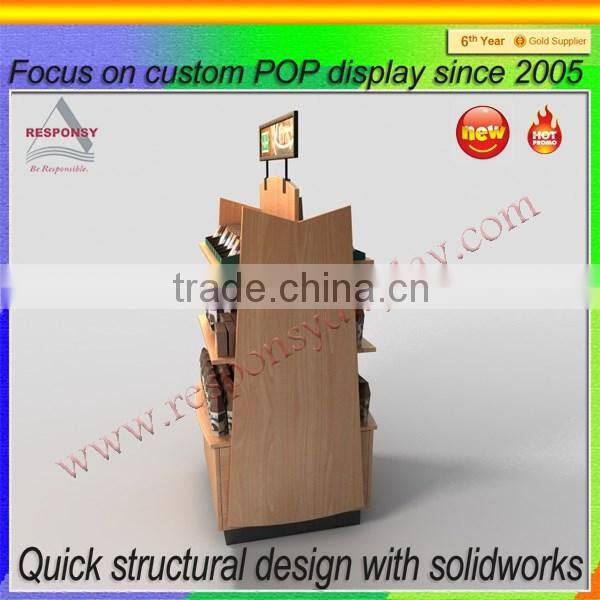 coffee bean floor double sided display stand made from wood