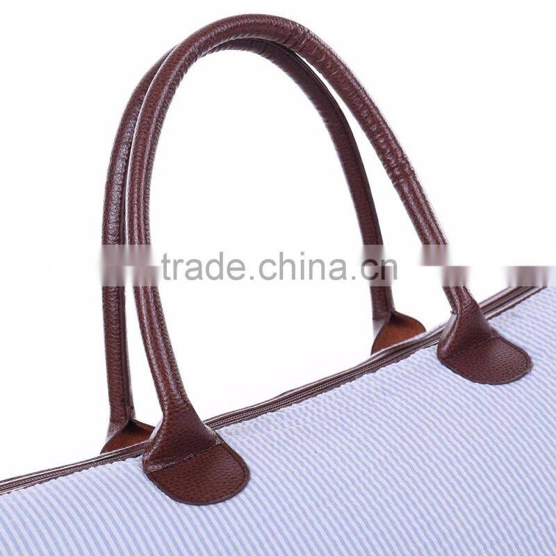 Monogrammable Prep Stripe seersucker weekend bag