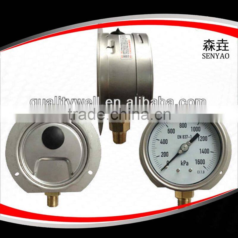 glycerine or silicone oil filled pressure gauge back flange mounted