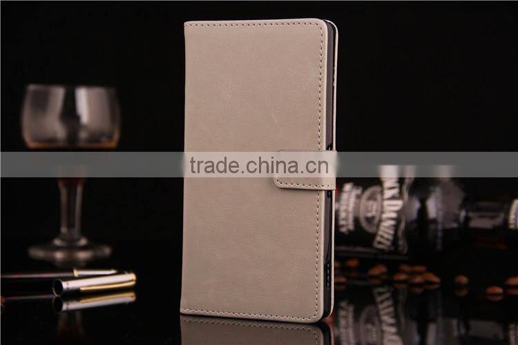 Factory Supply stand card slot wallet for Sony Xperia Z3 Leather Flip Case